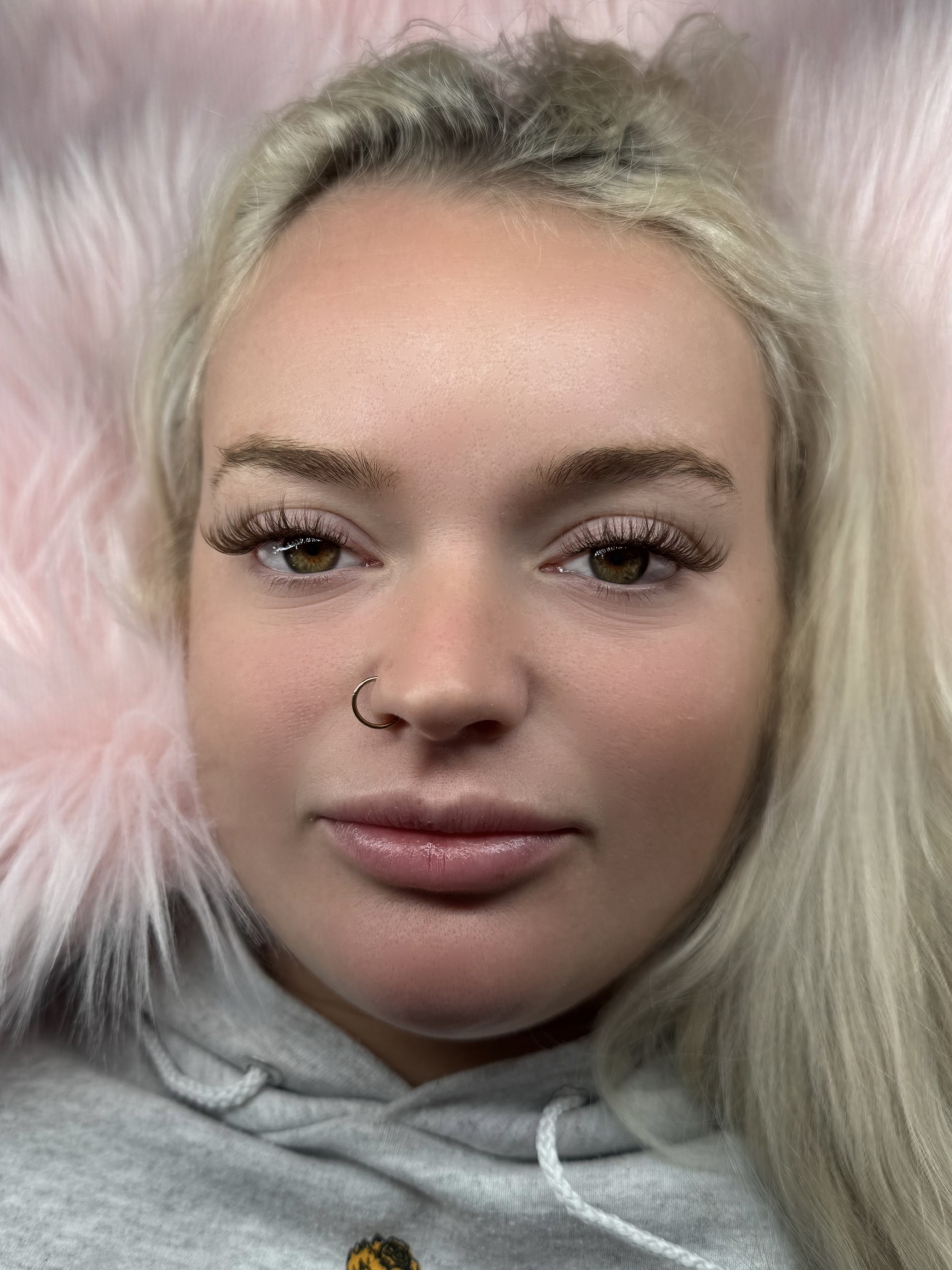 Wispy Wet Set lash extensions on blonde client